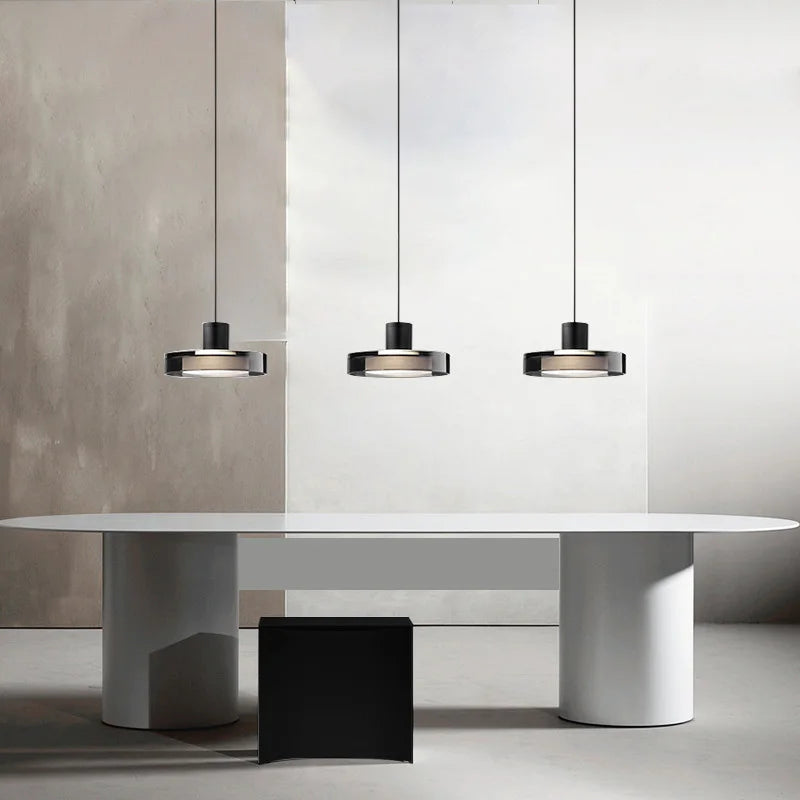 Modern round glass pendant light adjustable wire 3000k