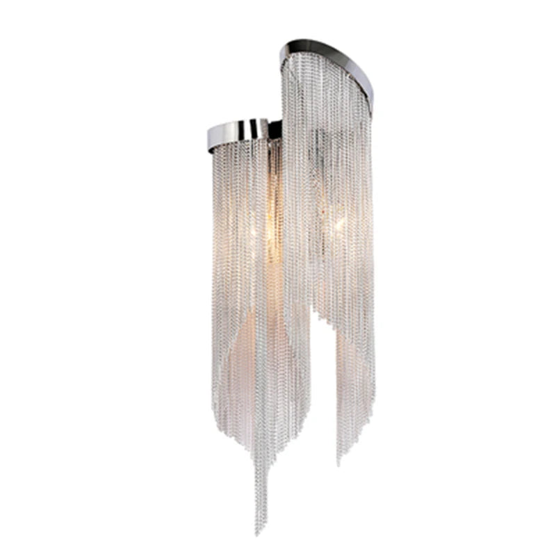 Elegant modern wall light with aluminium chains for indoor decoration