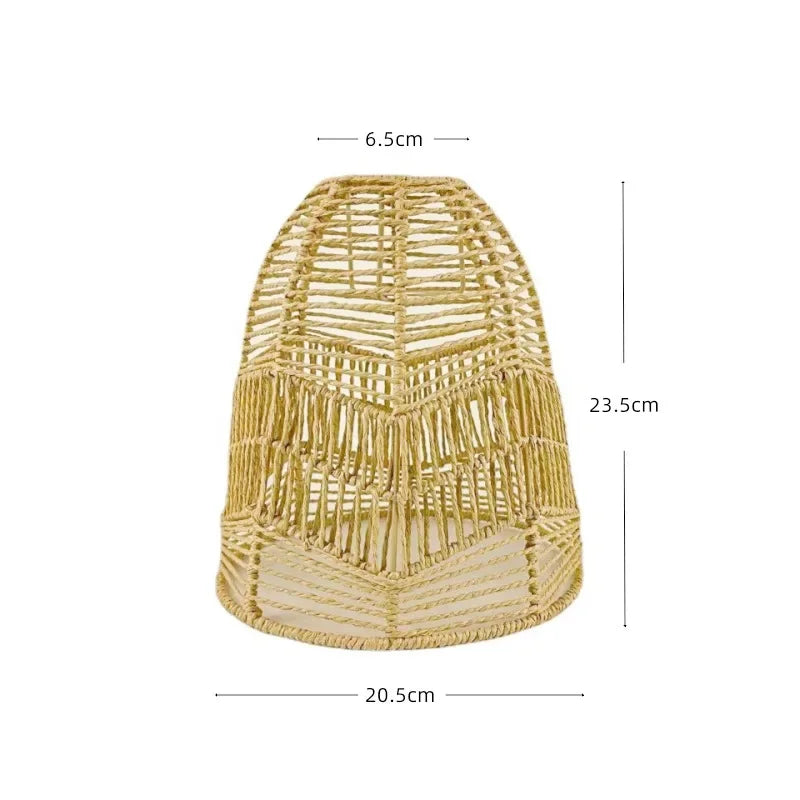 Rattan pendant chandelier with lampshade for hanging lighting - vue 15 sur 17