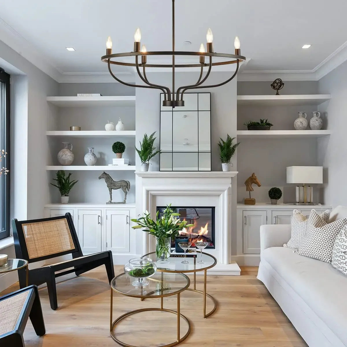 Retro industrial LED ring chandelier decorfixtures