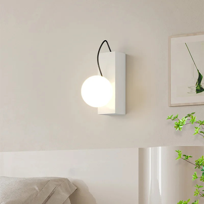 Metal LED wall light with acrylic globe and adjustable dimming
