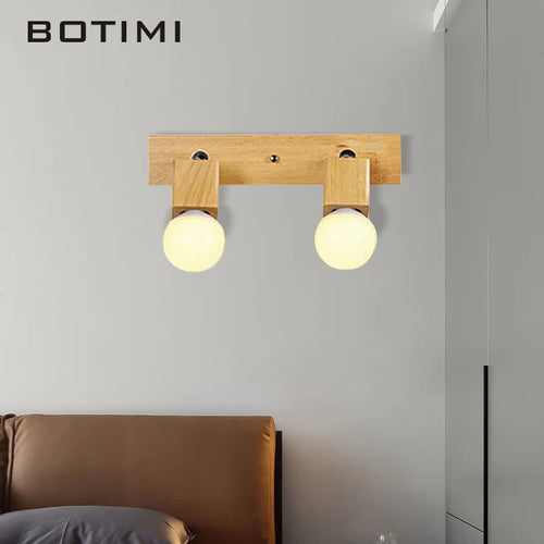 Botimi triple wooden mirror wall light nordic adjustable hotel wall lamp - vue 7 sur 10