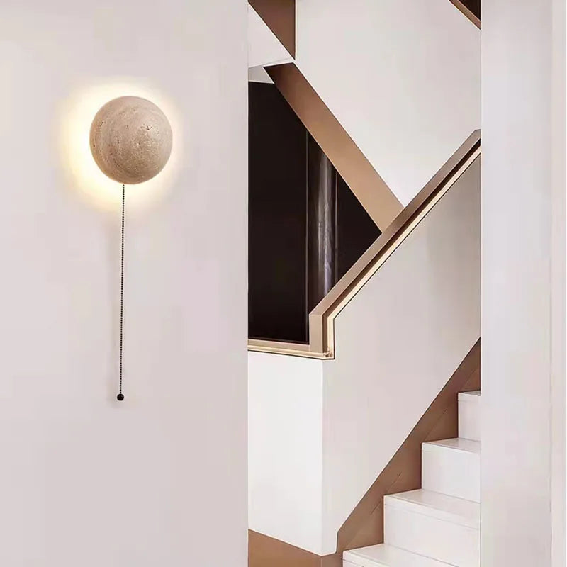 Modern stone wall light with integrated LED and switch - vue 4 sur 8