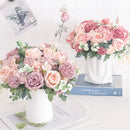 Artificial silk peony and hydrangea bouquet for wedding and home decoration