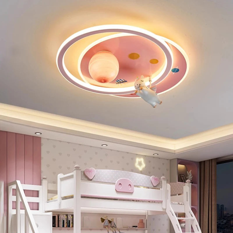 Modern pegasus unicorn ceiling light for children's room
