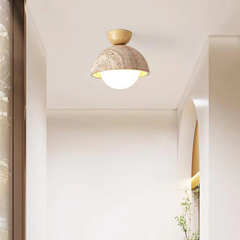 Scandinavian travertine wabi sabi LED marble ceiling light