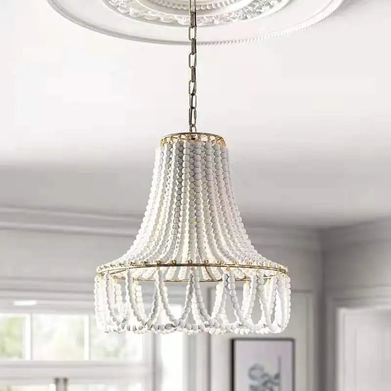 Nordic bohemian and American country style wooden bead chandelier