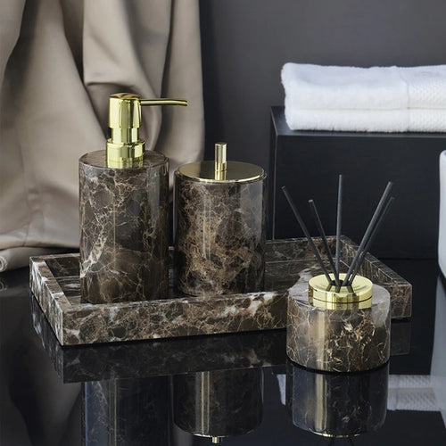 natural marble bathroom accessories luxury set - vue 3 sur 27