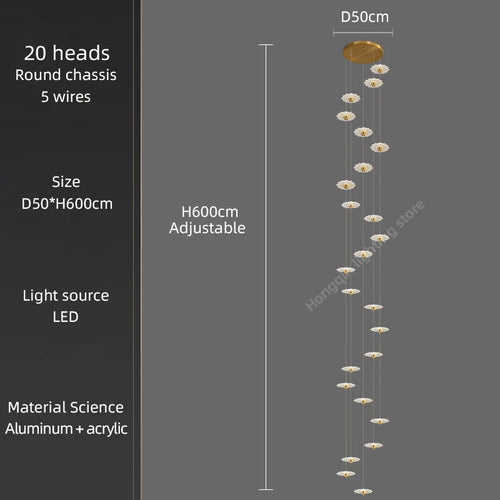 Modern LED chandelier for decorative indoor lighting - vue 12 sur 26