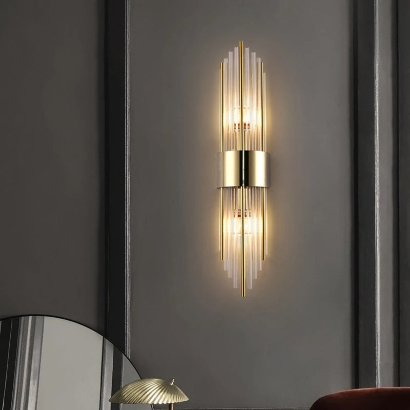Modern glass wall light for TV background
