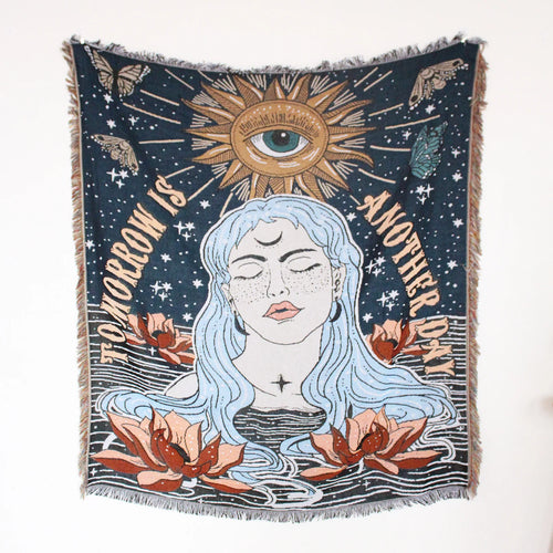 Nordic bohemian landscape throw for sofa, living room, bedroom