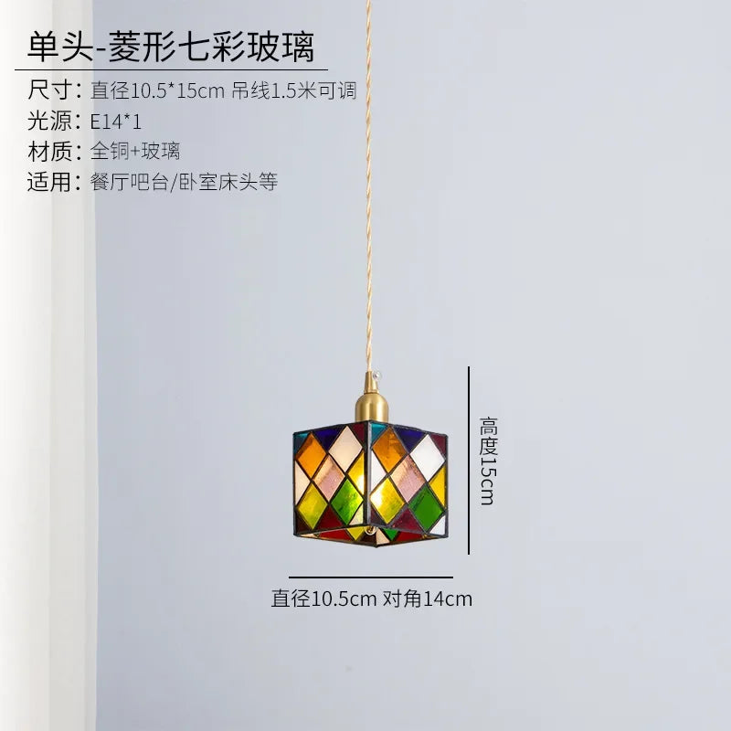 Tiffany style cube stained glass ceiling light indoor decor