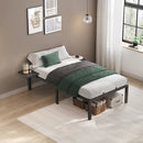 VASAGLE Single Bed Frame, Metal Bed Frame, with Bedside Shelves, Guest Bed Frame, for 90 x 190 cm Mattresses, Easy Assembly