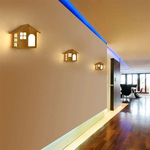 Modern creative wooden wall light for children - vue 5 sur 8