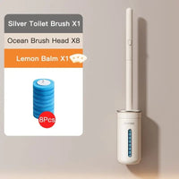 Disposable cleaning brush with long handle and replaceable head