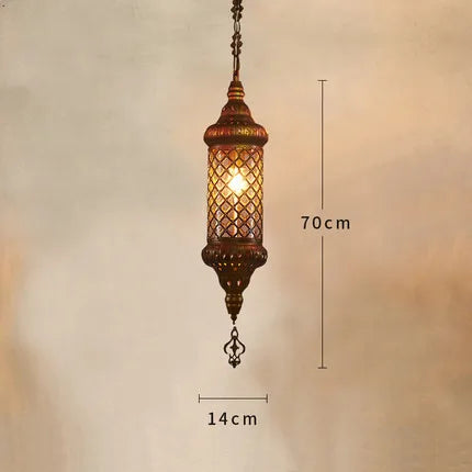 Retro industrial iron and coloured glass chandelier for Asian venues