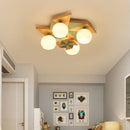 Log windmill ceiling light for children's room nordic retro style