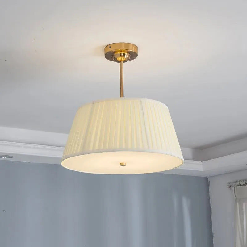 Nordic fabric ceiling light with premium linen shade and copper finish