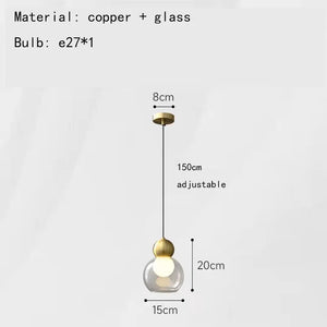 Modern clear glass decorative adjustable pendant light