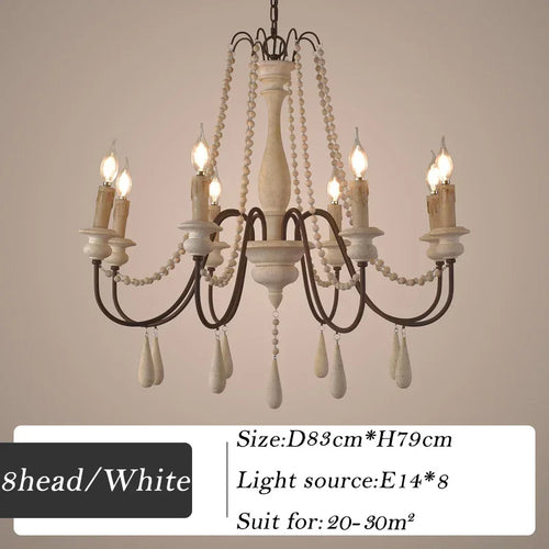 Retro wood chandelier for elegant interior decor - vue 10 sur 16