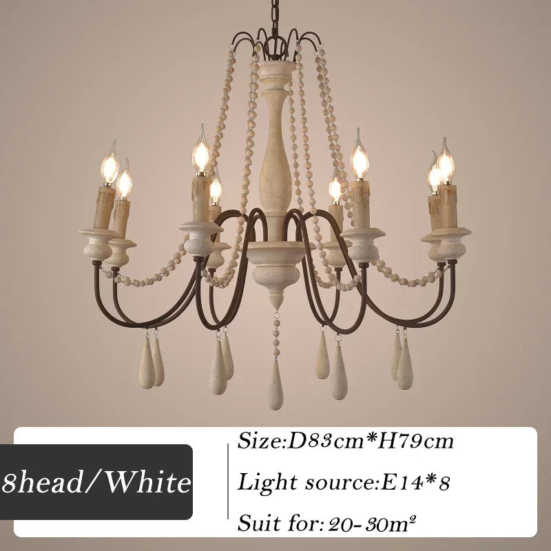 Retro wood chandelier for elegant interior decor - vue 9 sur 16