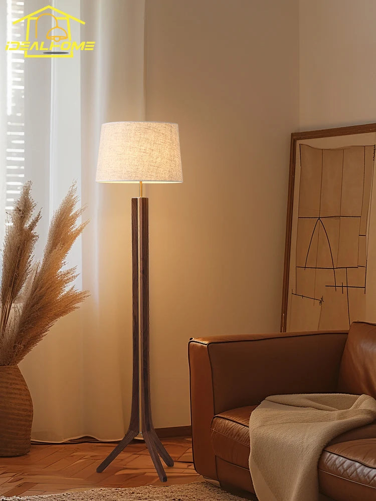 Medieval solid wood wabi-sabi floor lamp vintage design for interiors