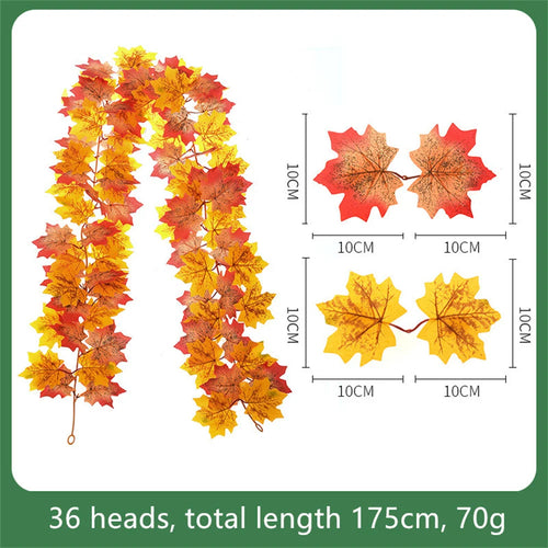Decorative artificial silk maple leaf garland for garden - vue 12 sur 16