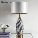 Modern ceramic table lamp with zebra pattern for interior decoration