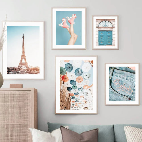 Nordic wall art london paris umbrella girl - vue 3 sur 6