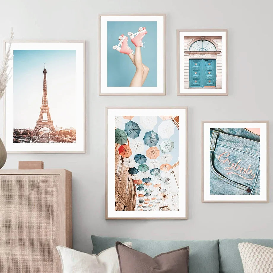 Nordic wall art london paris umbrella girl - vue 3 sur 6