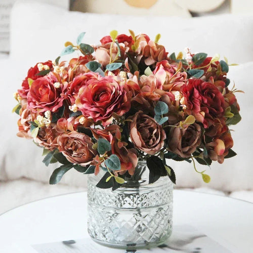 Pink silk peony bouquet for interior decoration - vue 6 sur 12