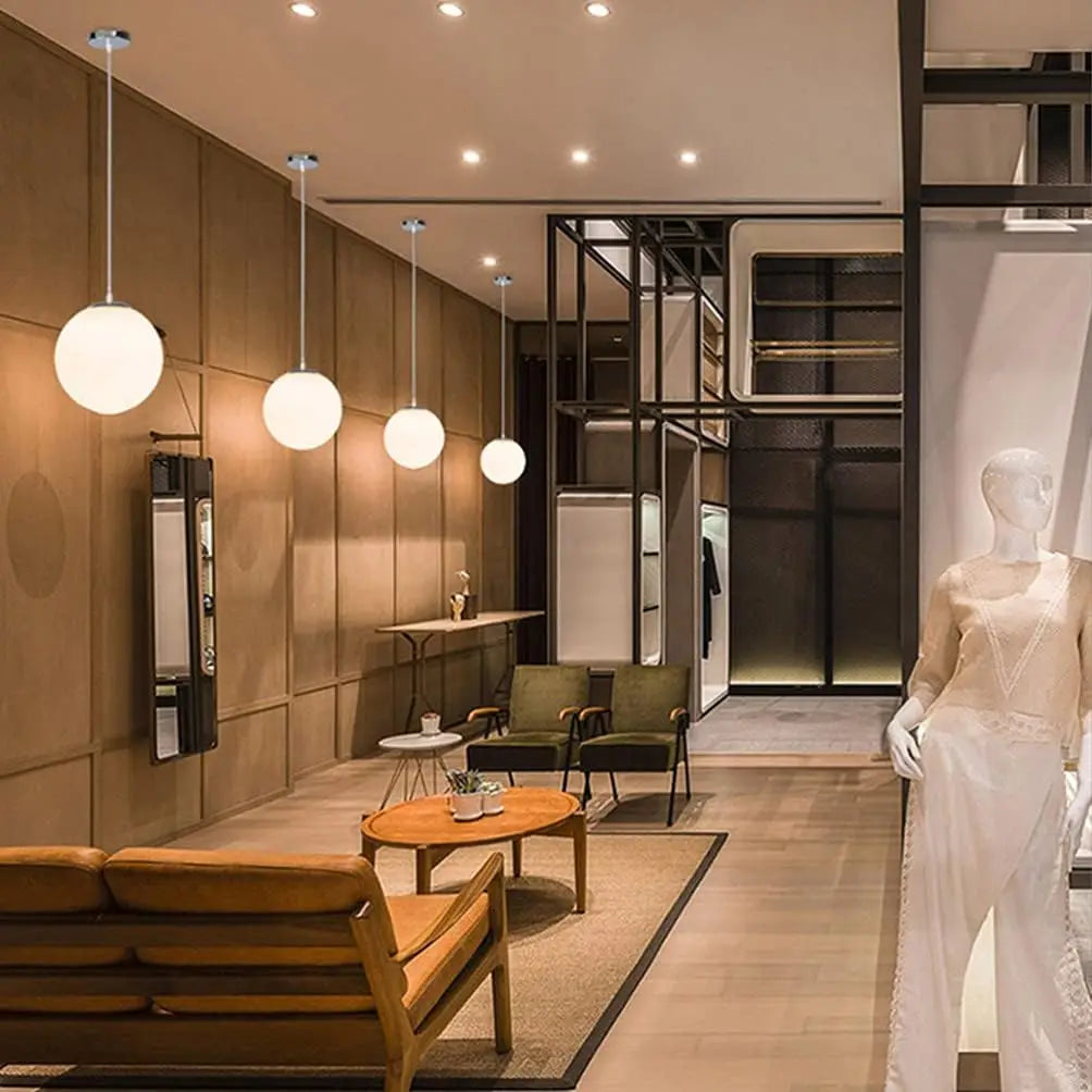 Modern glass globe pendant light for restaurant and hotel - vue 5 sur 7