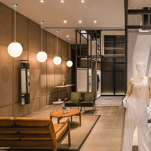 Modern glass globe pendant light for restaurant and hotel - vue 5 sur 7