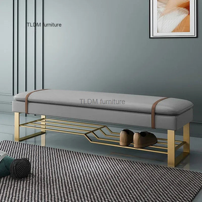 minimalist office with poufs and benches creative design