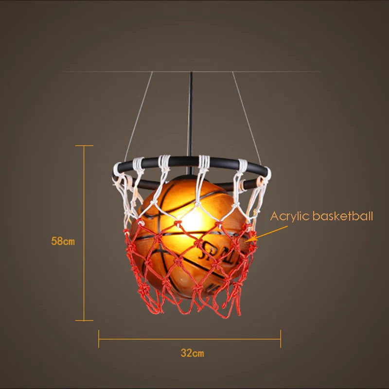 Acrylic pendant light with basketball hoop design - vue 8 sur 8