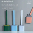 Wall-mounted toilet brush with drainable base, no drilling required