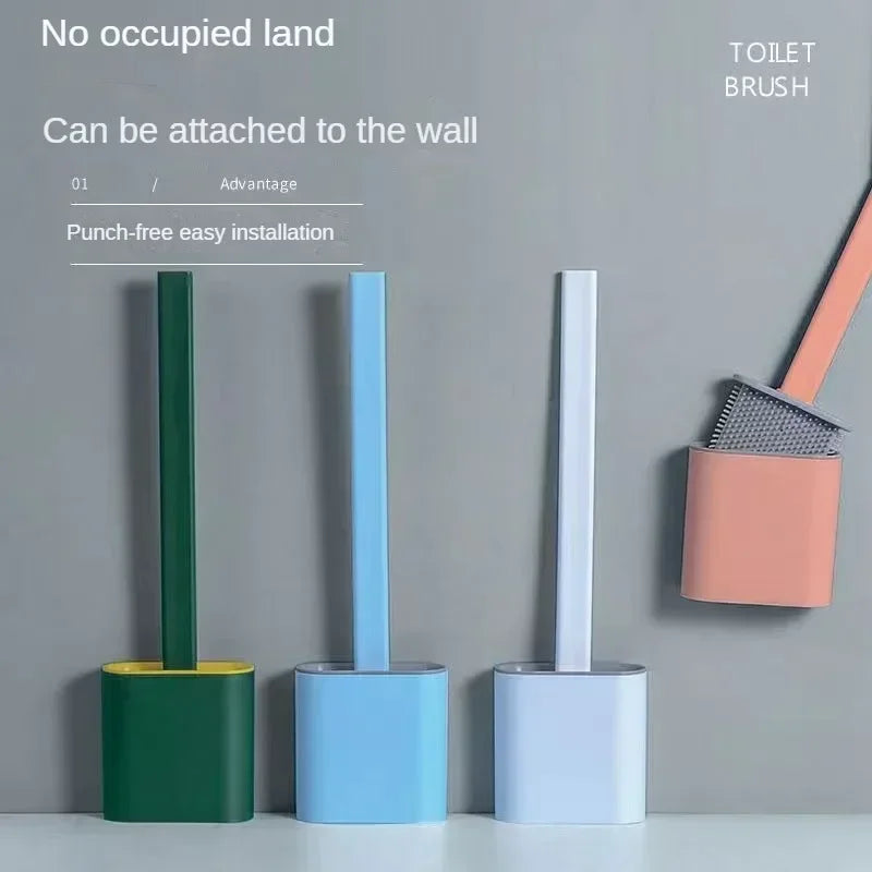Wall-mounted toilet brush with drainable base, no drilling required - vue 2 sur 9