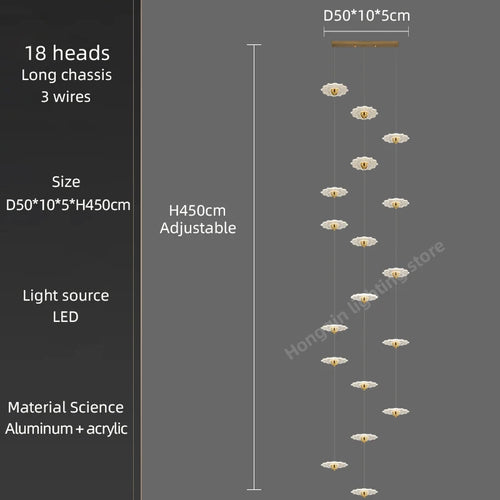 Modern LED chandelier for decorative indoor lighting - vue 13 sur 26