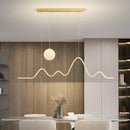 Nordic minimalist creative personalised LED strip dining table bar wave chandelier starry sky restaurant pendant light