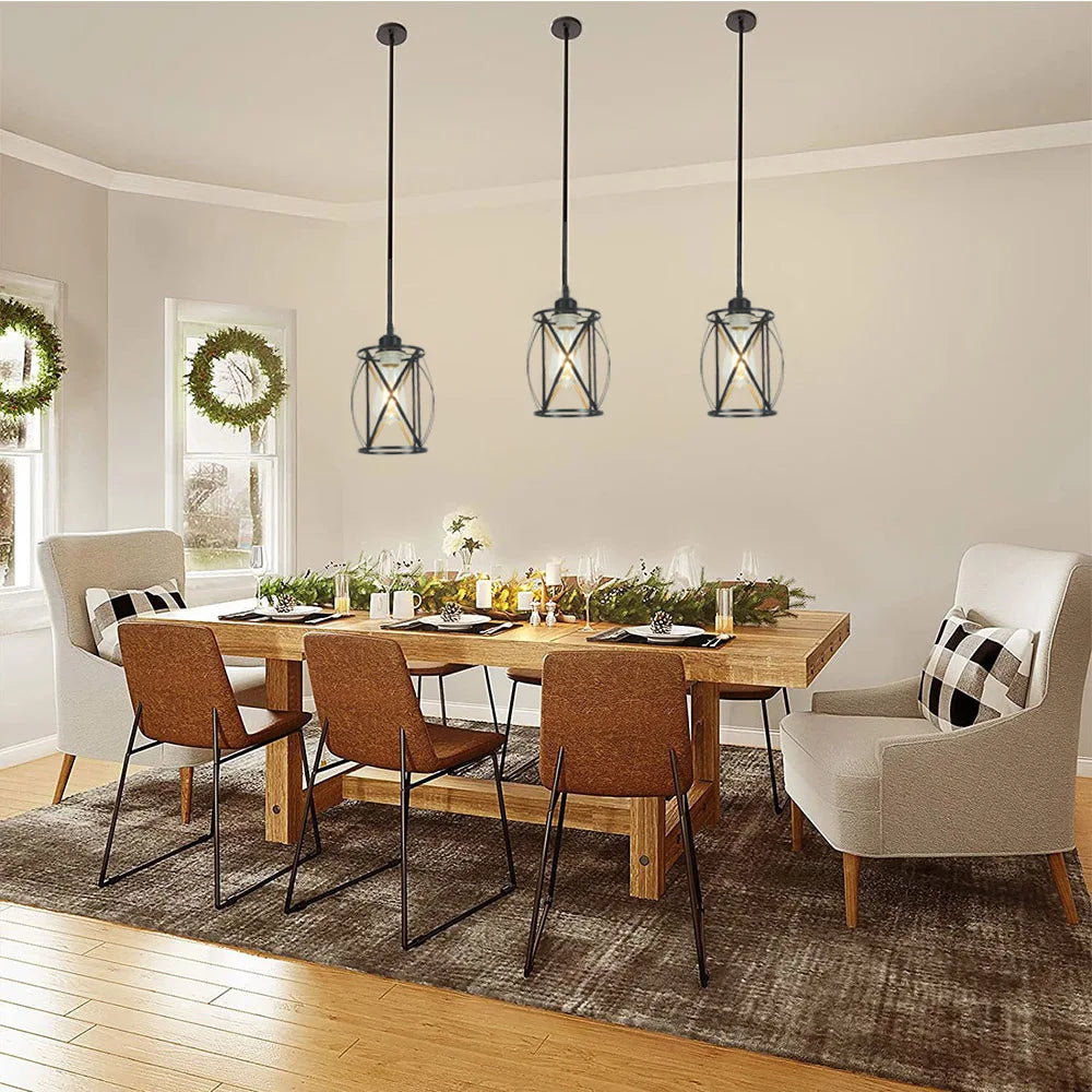 Vintage metal cage industrial pendant light