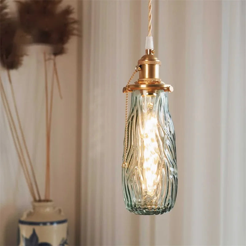 Nordic retro brass chandelier with pull switch