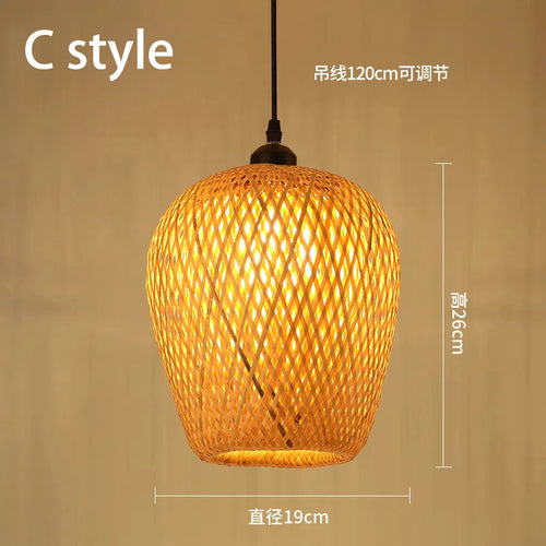 Handmade Chinese style bamboo chandelier with vintage pastoral weaving - vue 9 sur 30