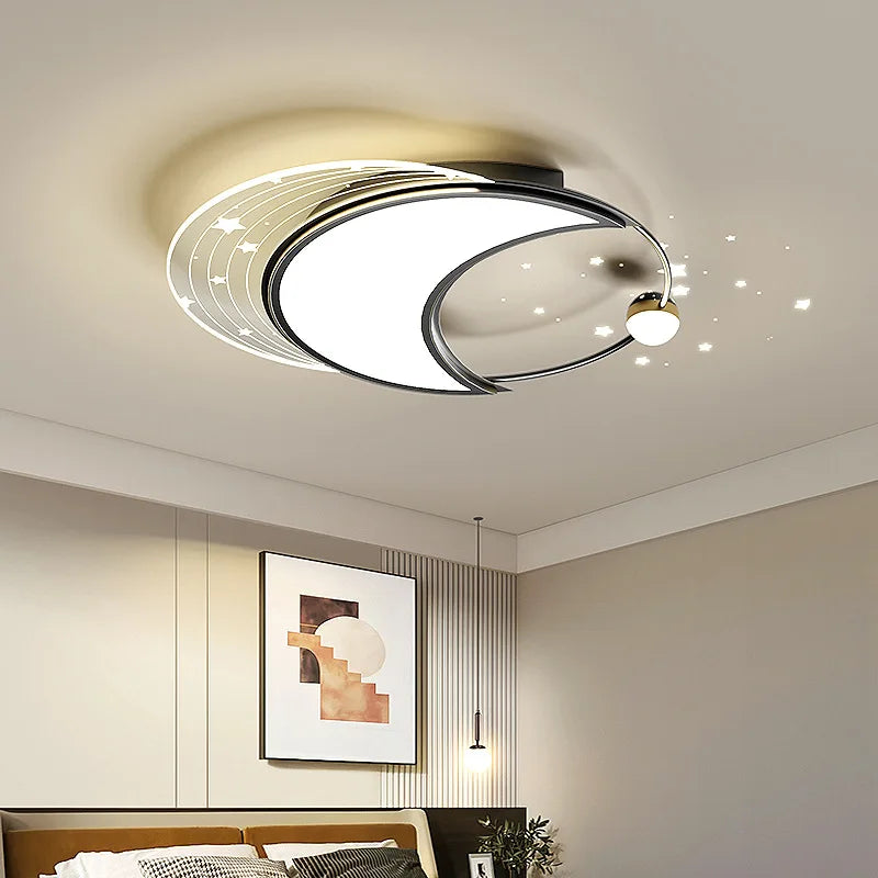 Modern iron chandelier with star design LED lighting