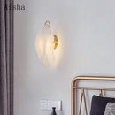 Nordic feather wall lamp for girl's princess bedroom
