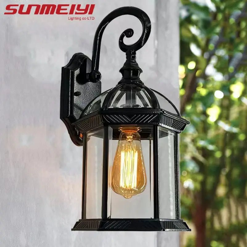 Retro aluminium outdoor wall light for garden and pathway