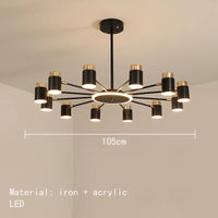 Rotating metal LED chandelier with 3 dimming levels