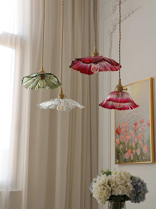 Modern Japanese sunflower glass pendant light decorative - vue 3 sur 12