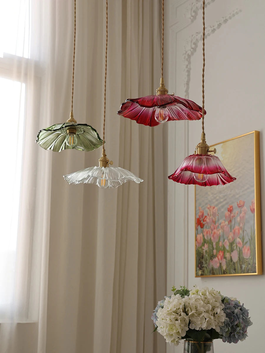 Modern Japanese sunflower glass pendant light decorative