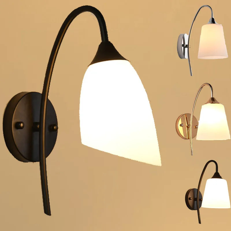 Antique American glass and iron LED bedside lamp for hotel