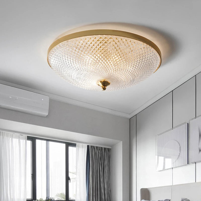 Copper and glass ceiling light for modern loft decor